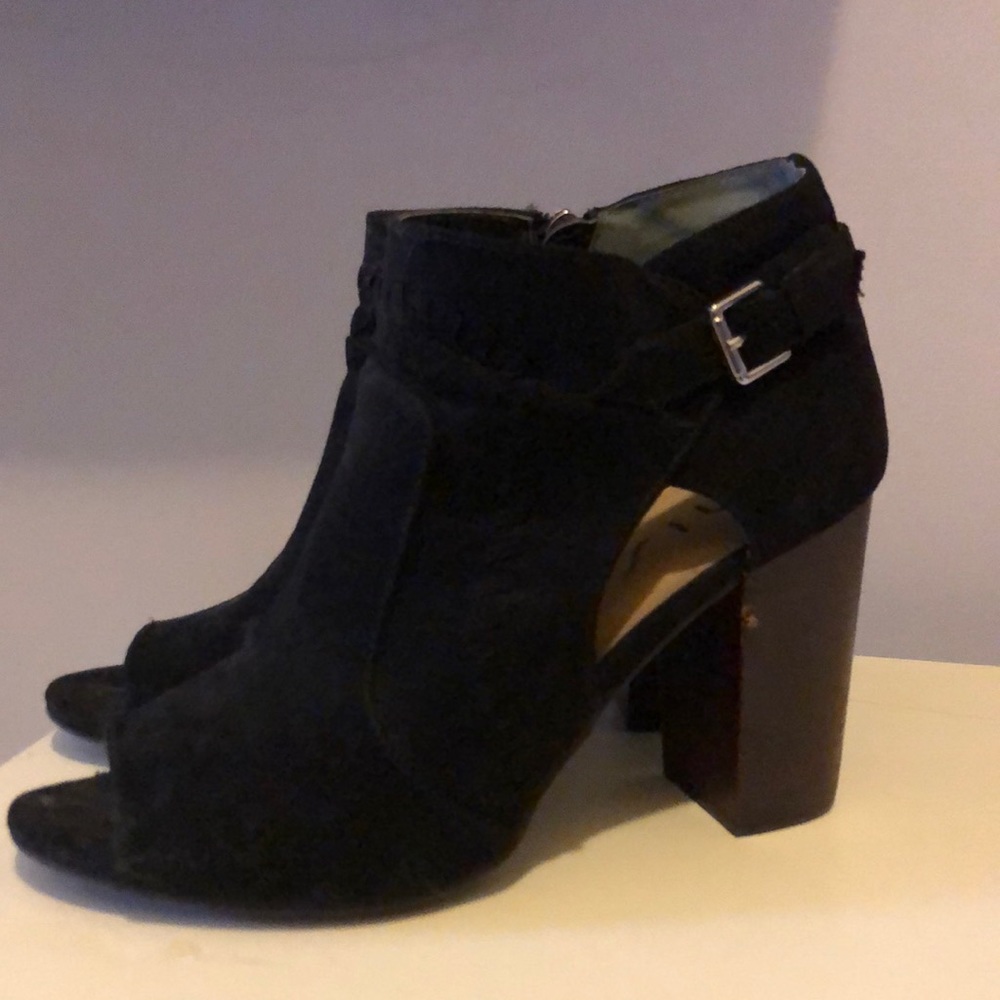 Peekaboo Black Suede Booties